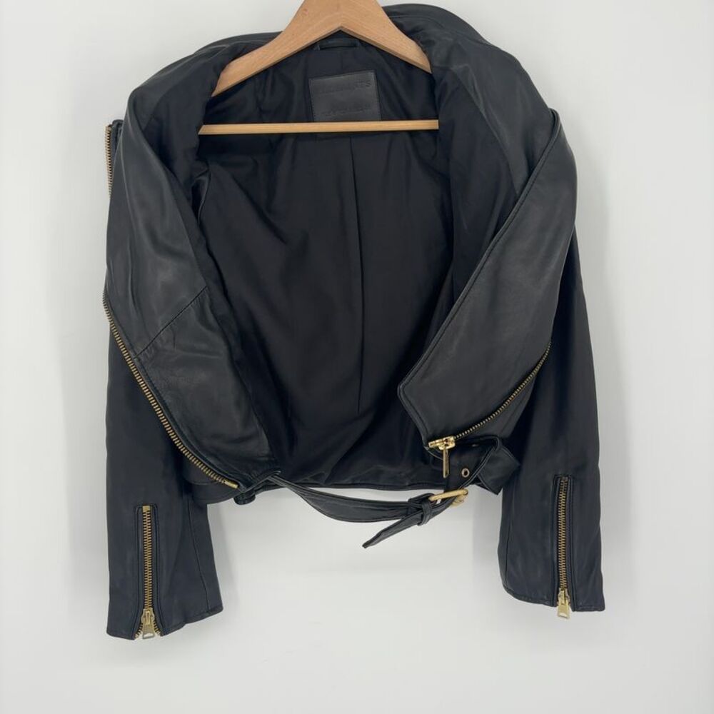 All Saints Black Leather Moto Jacket - Picture 3 of 5